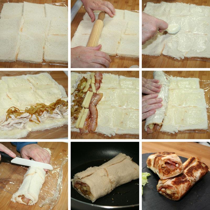 receta sandwich enrollado