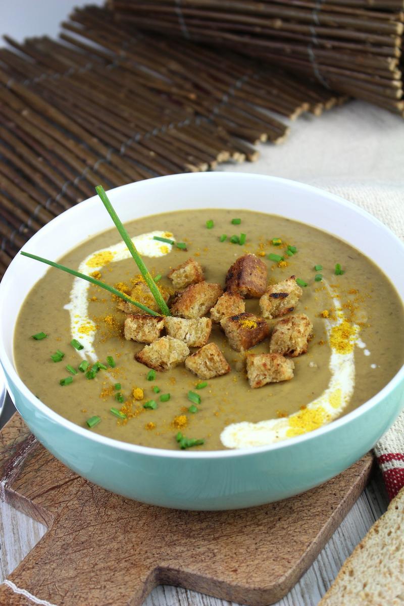 Crema de lentejas con curry vegana