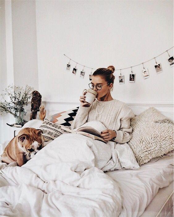 coffee and dog in my bed