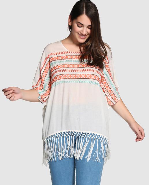 Casual Denim Tallas Grandes - blusas con flecos
