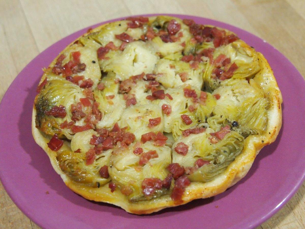 Tatín de alcachofas