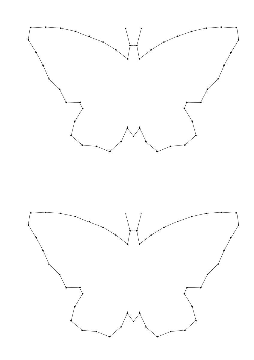 Plantilla de mariposa para el taller de String Art, visto en "I am a Mess Blog"