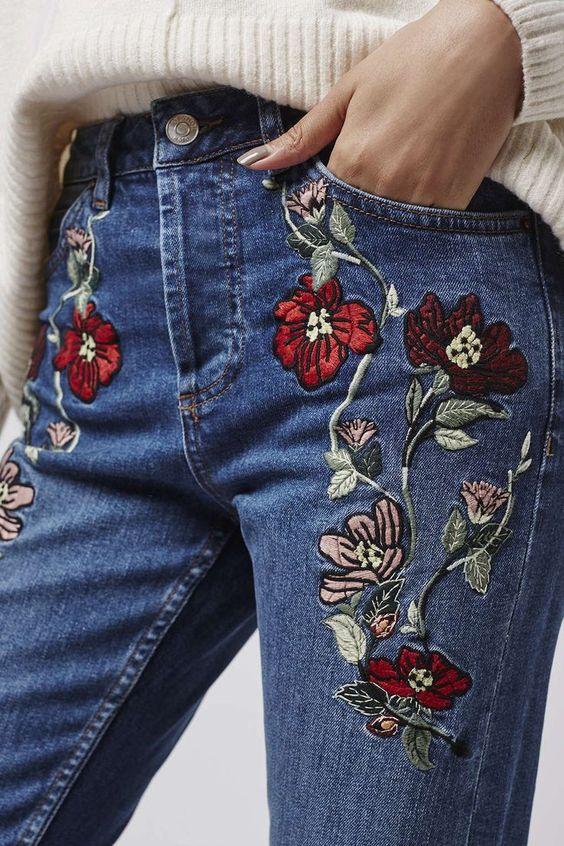 jeans with flowers