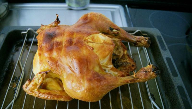 Pollo en salmuera asado