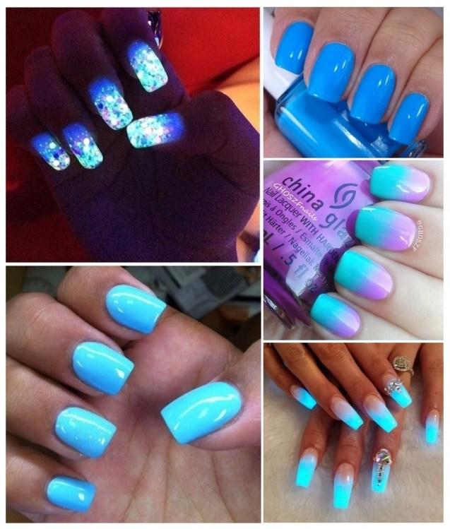 decoración de uñas azul