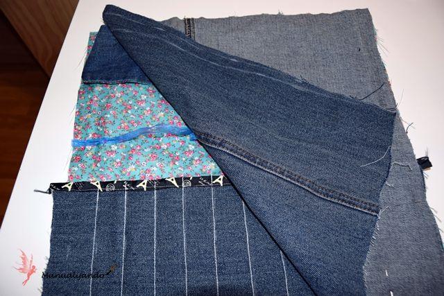 Cosiendo la manta para guardar los pinceles