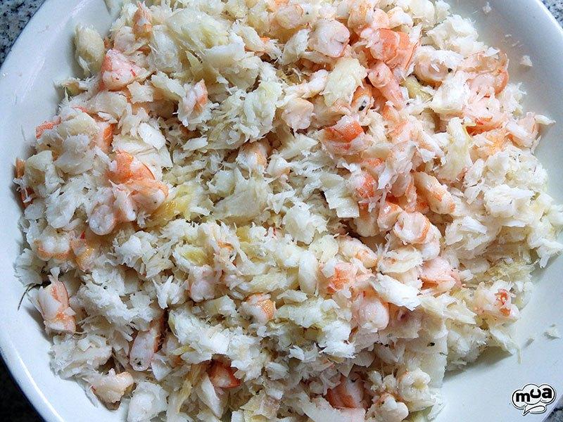 Brazo de patata con rape y merluza