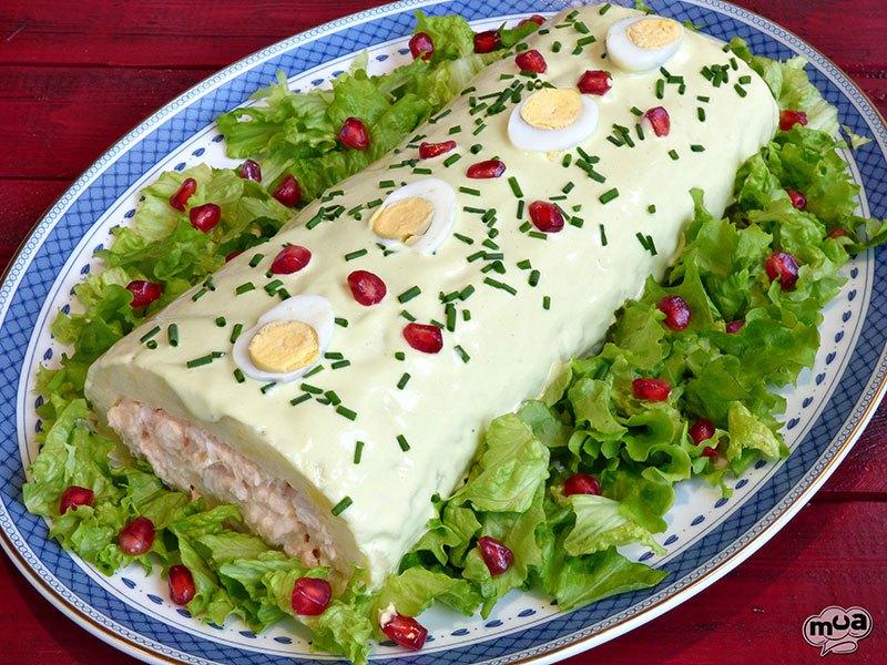 Brazo de patata con rape y merluza