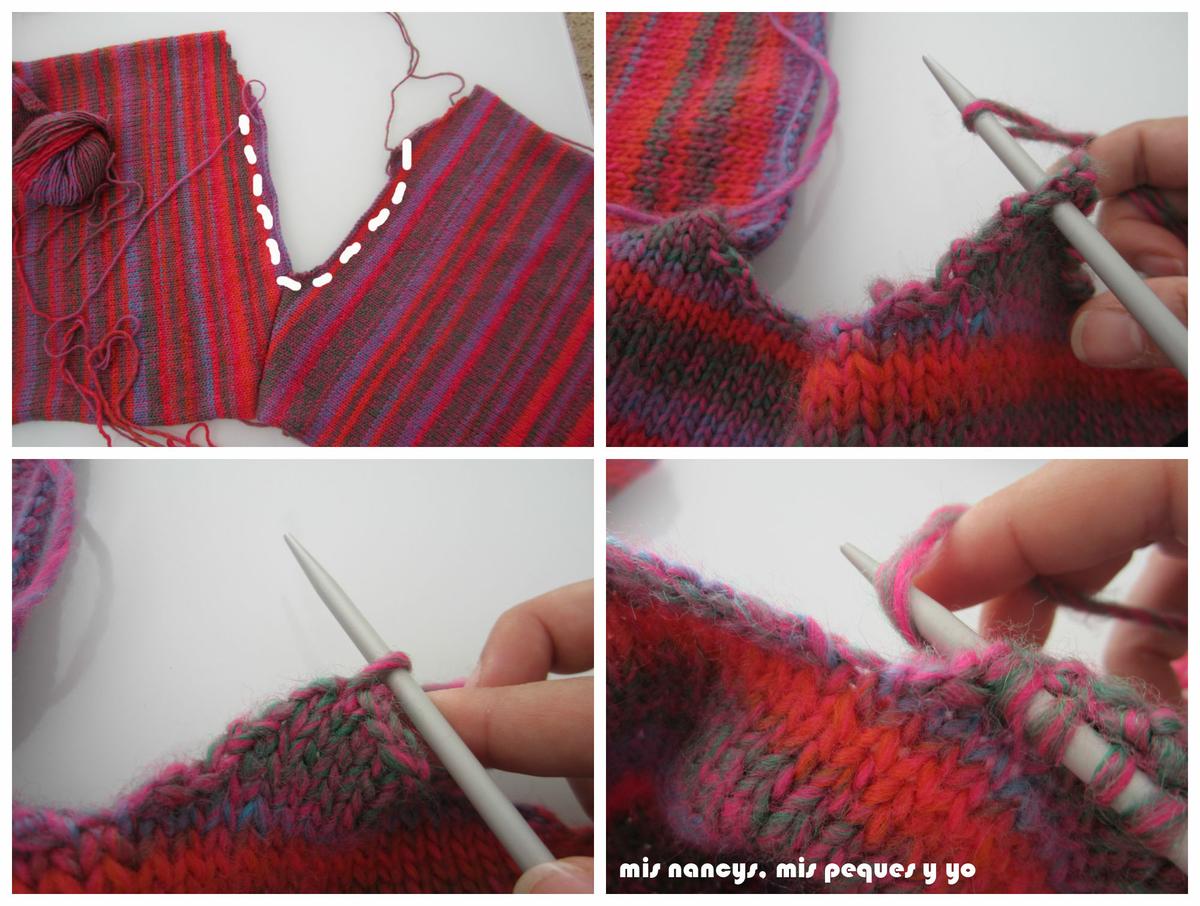 mis nancys, mis peques y yo, Tutorial DIY como coser un jersey de lana, montar puntos sobre el cuello