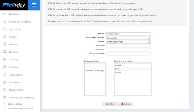 crear formulario mailrelay