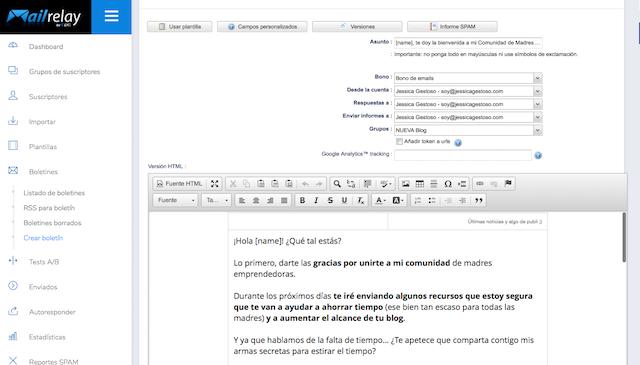 crear un boletin en mailrelay