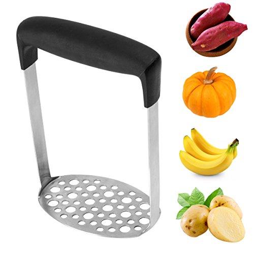 Uvistar Utensilios machacador de papas patatas, de acero inoxidable, Fango gadgets de cocina acero inoxidable machacador,Triturador de Papas de Acero Inoxidable, frutas y patatas dulces picadas manija antideslizante,diámetro de12,3 x 7,3 x 17,5 cm
