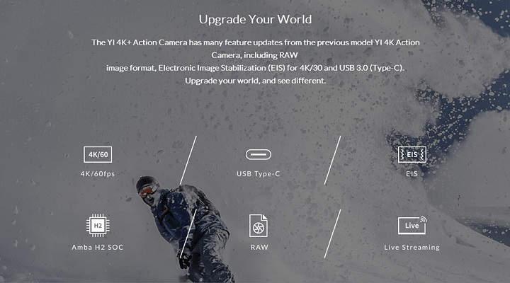 YI 4K+ en análisis reseña review repaso de especificaciones técnicas y detalles resolución 4K a 30fps sumergible hasta 40 metros debajo del agua comparación con YI 4K y cupón de descuento