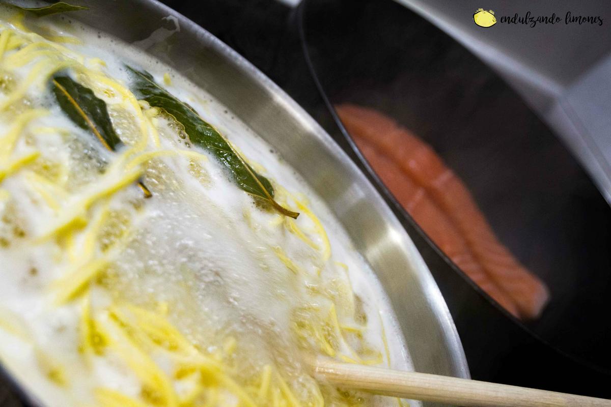 Pasta fresca salmón brocoli salsa de queso