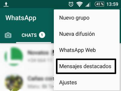 revisar mensajes destacados whatsapp