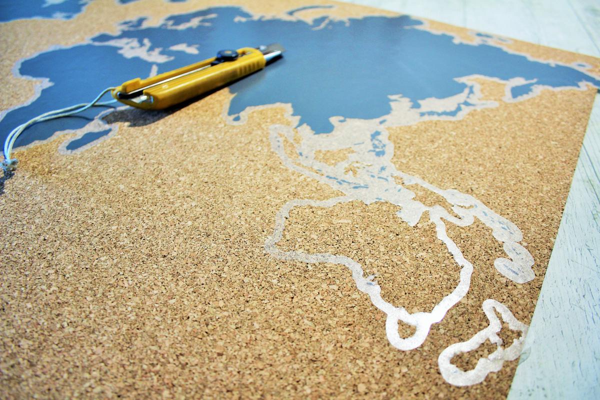 DIY Mapa mundi de corcho - HANDBOX