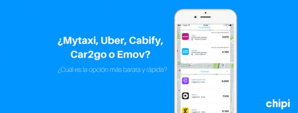 Chipi: la primera app que compara en tiempo real Cabify, Uber, Mytaxi, Car2go y Emov