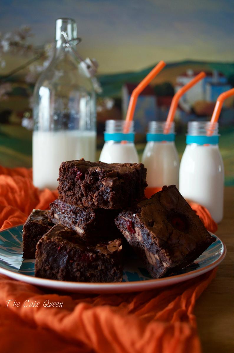 brownie con frambuesas