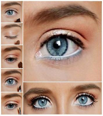 como maquillar ojos azules para el día