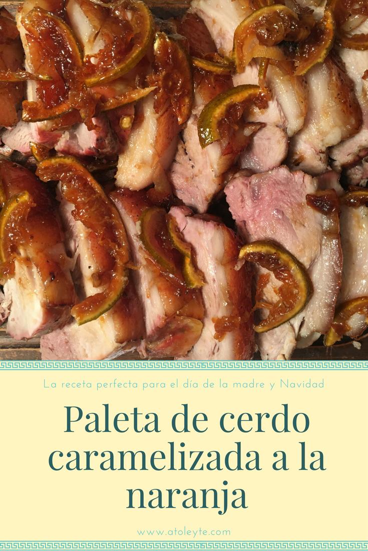 Paleta de cerdo caramelizada a la naranja receta