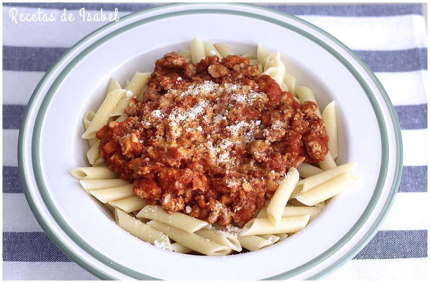 Macarrones a la boloñesa sin horno