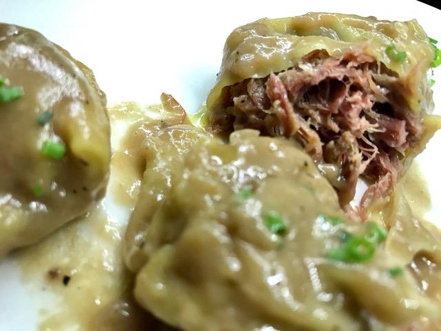 Raviolis de Boletus y Pato con salsa cremosa