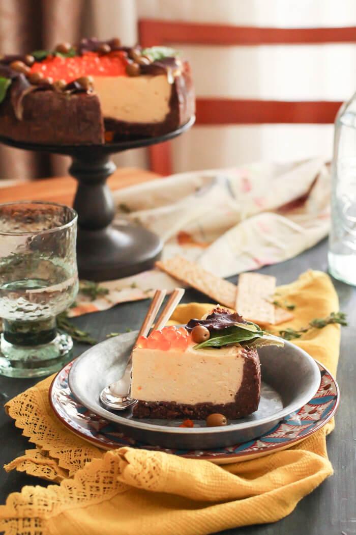 Tarta de queso y salmón ahumado