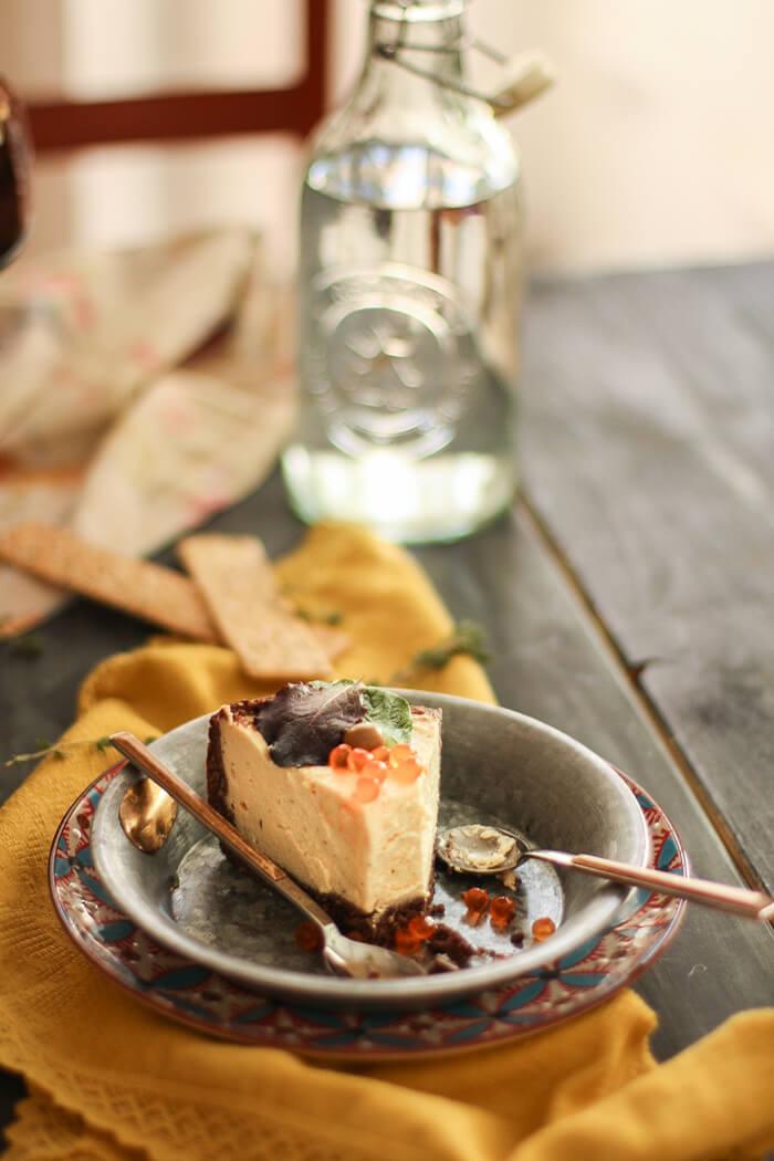 Cheescake de salmón ahumado en olla rápida