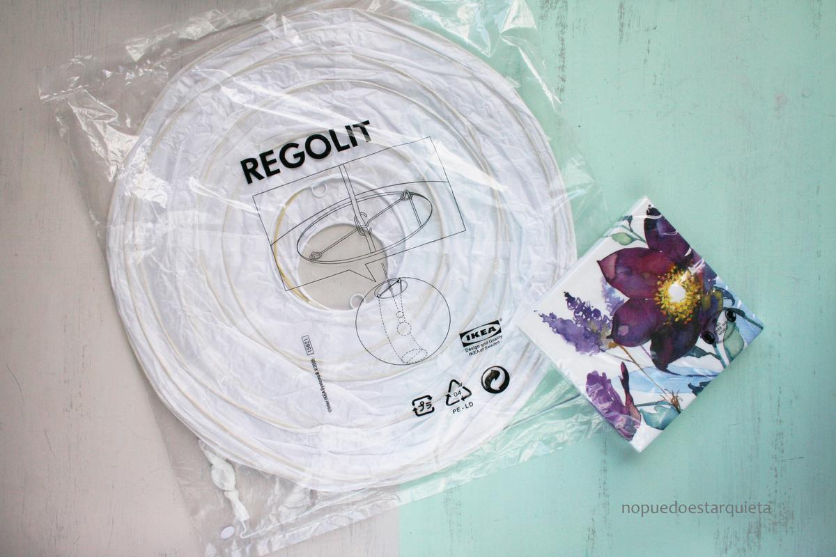 Lámpara REGOLIT IKEA decorada. DIY. Decoupage con servilleta.Lámpara REGOLIT IKEA decorada. DIY. Decoupage con servilleta.