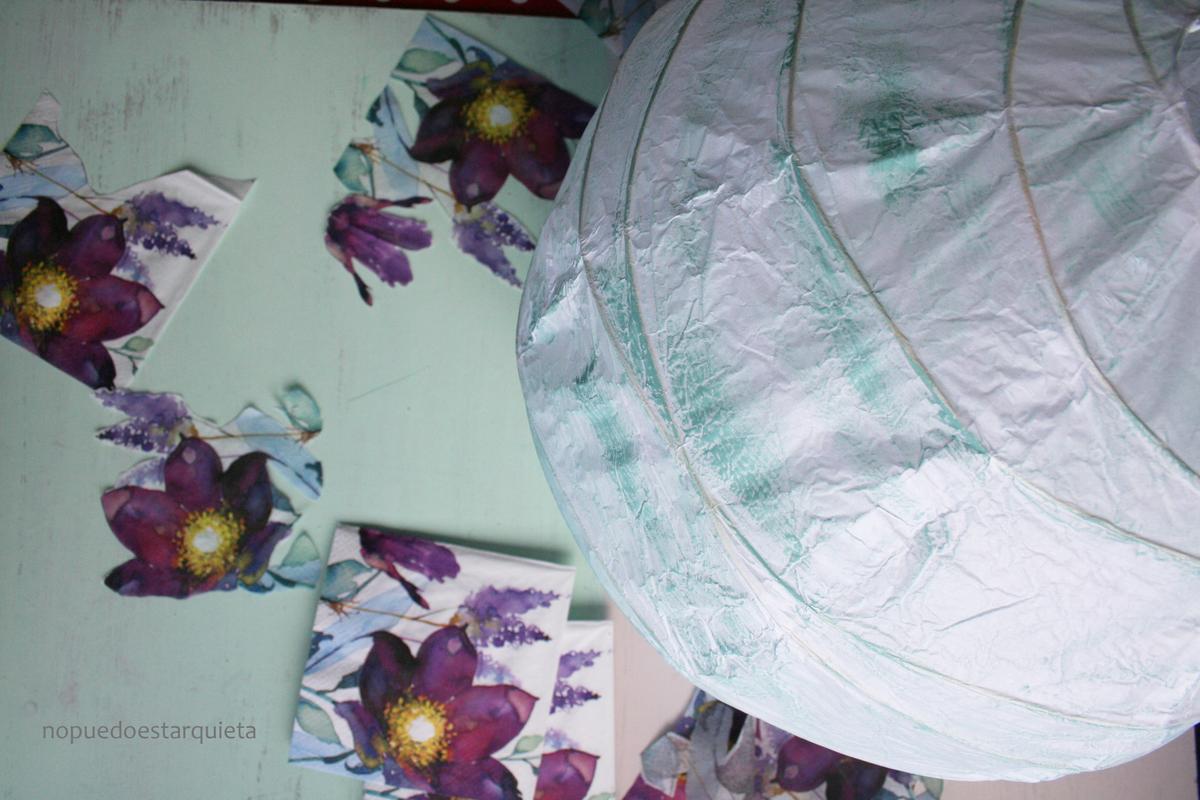 Lámpara REGOLIT IKEA decorada. DIY. Decoupage con servilleta.