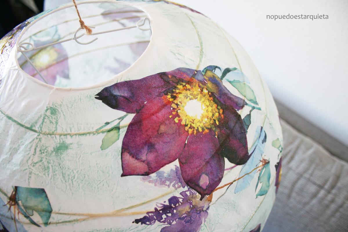 Lámpara REGOLIT IKEA decorada. DIY. Decoupage con servilleta.