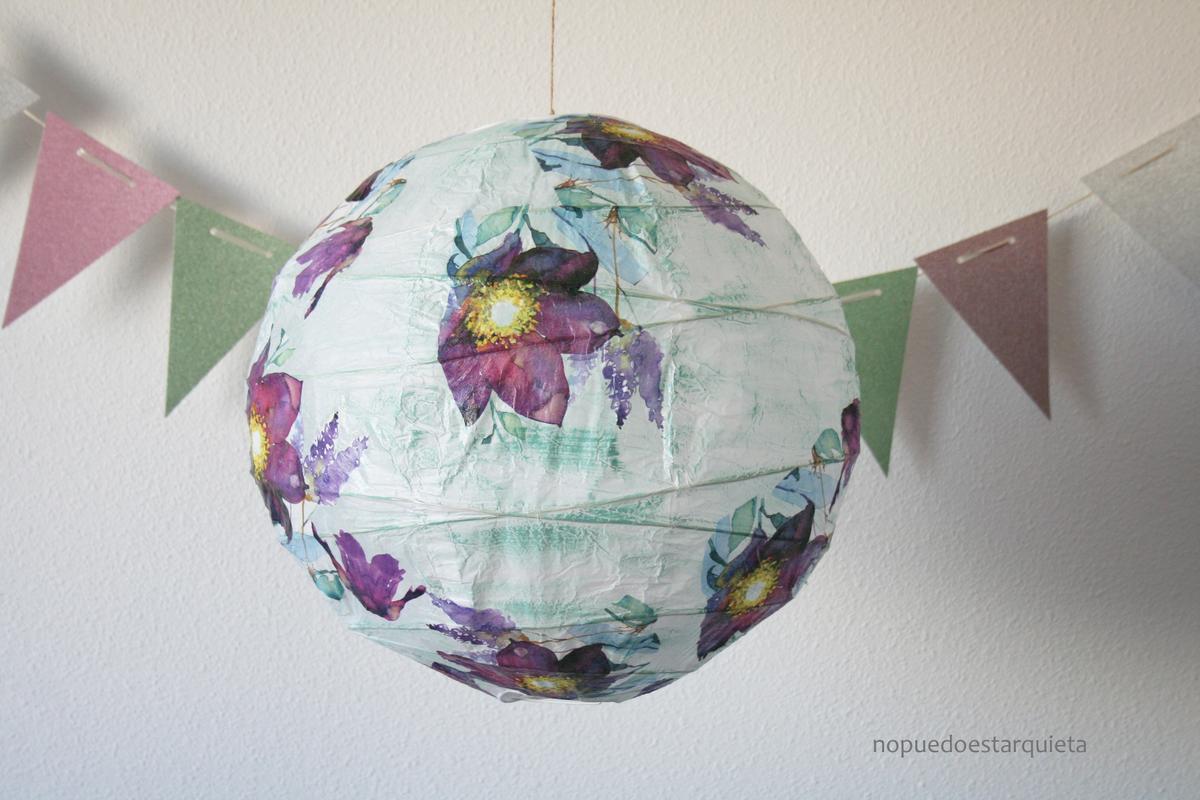 Lámpara REGOLIT IKEA decorada. DIY. Decoupage con servilleta.