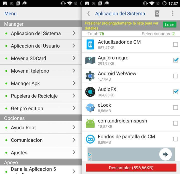 System App Removr Desinstalar apps de sistema o de fabrica con System App Remover una app root para teléfonos móviles Android