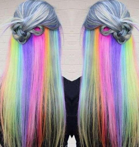Arco iris oculto melena larga lisa