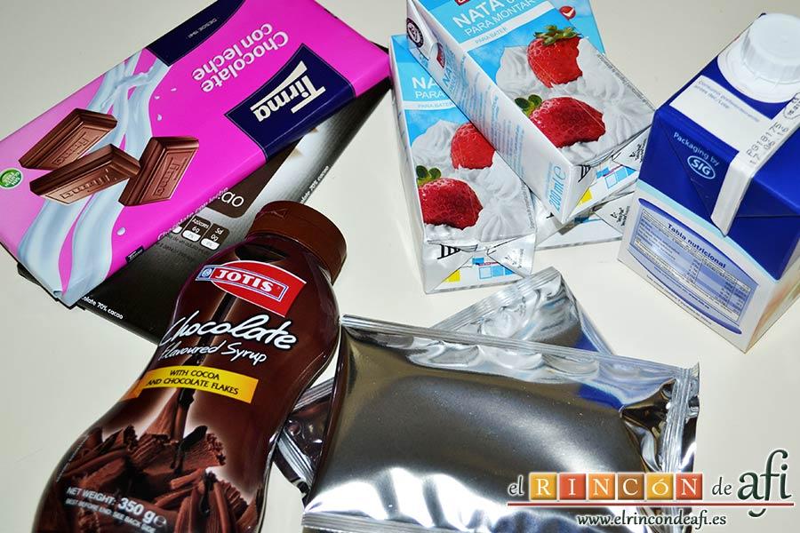 Flan de chocolate, preparar los ingredientes
