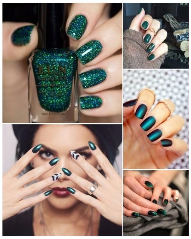 uñas francesas verdes