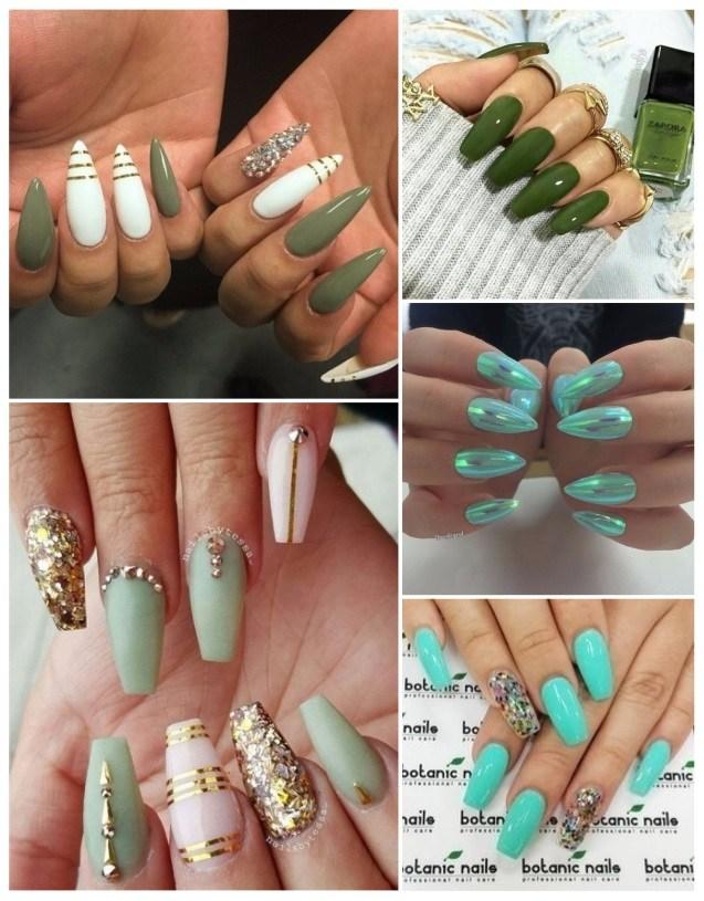 uñas verdes con amarillo