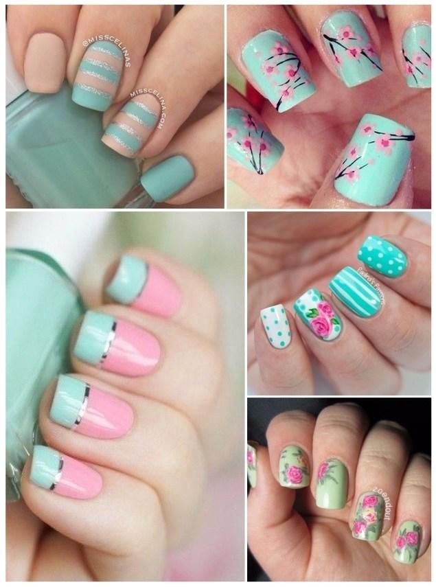 uñas almendradas verdes