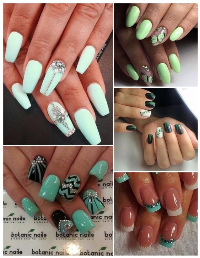 estilos de uñas verdes
