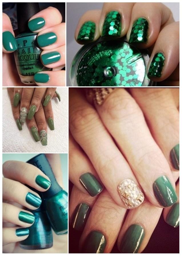 uñas verdes con flores
