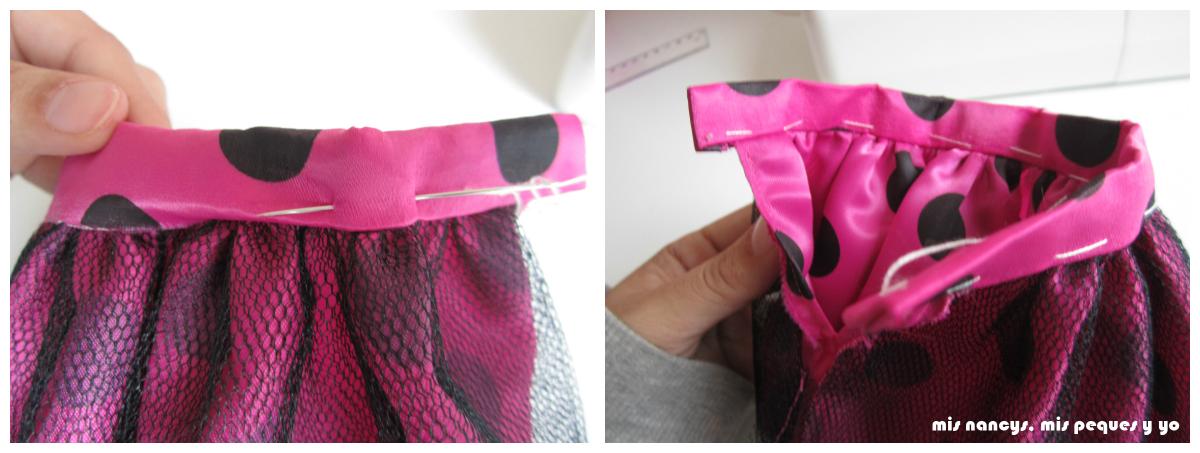 mis nancys, mis peques y yo, Tutorial falda fruncida con tul para Nancy y niñas, hilvanar cinturilla