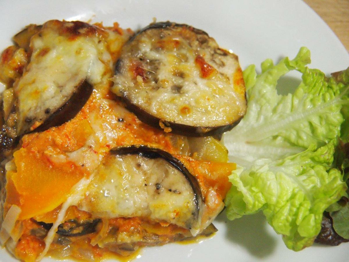Gratén de berenjenas y calabaza 