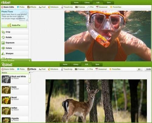 filtros para fotos online gratis Ribbet