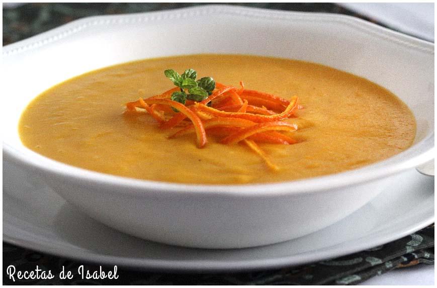 Crema de zanahorias y naranja con jengibre