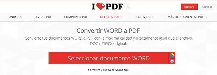 Aplicación web que permite convertir archivos a PDF desde el navegador del móvil y sin instalar ninguna app
