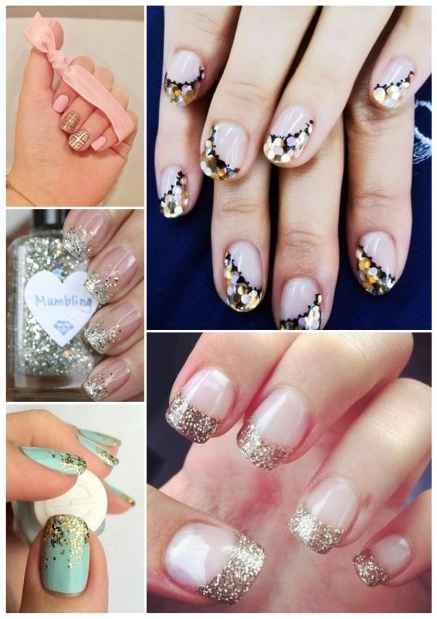manicura con uñas doradas