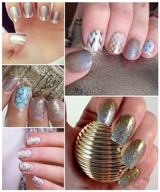 uñas doradas elegantes