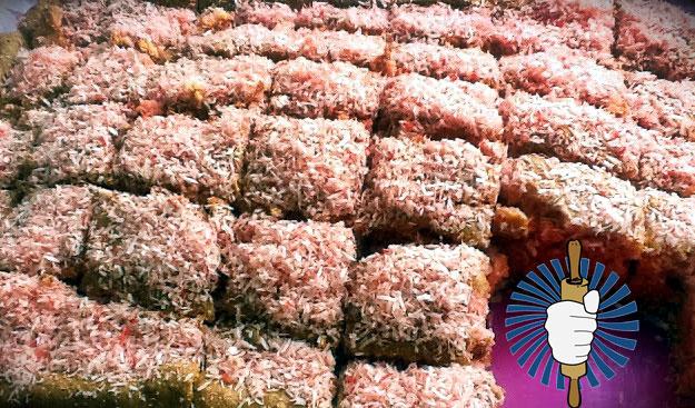 Pastas de fresa y coco