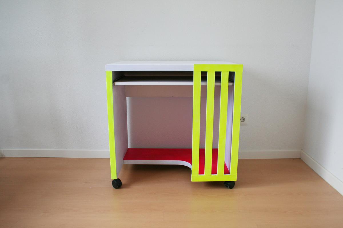 Escritorio reformado con pintura Fluor Paint La Pajarita. Fluor furniture. Muebles fluor. Desafío Handbox