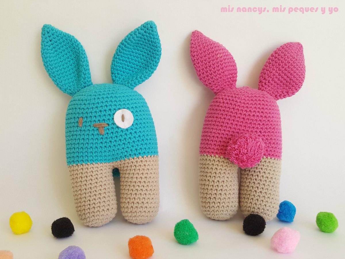 mis nancys, mis peques y yo, conejo bípedo amigurumi, pareja de conejos
